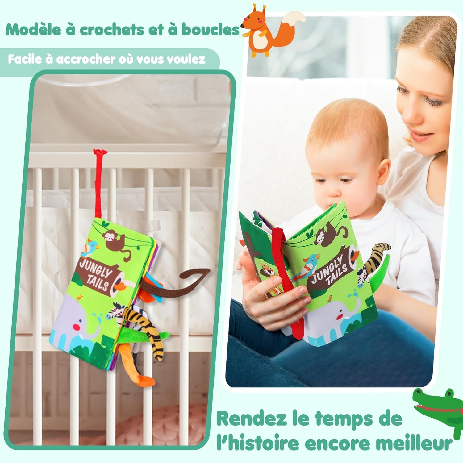 Livre Tissu Bébé Eveil,Livre Bebe 0-3 Mois,Jouet Bebe Jouet Educatif Enfant Idée Cadeau Dès La Naissance