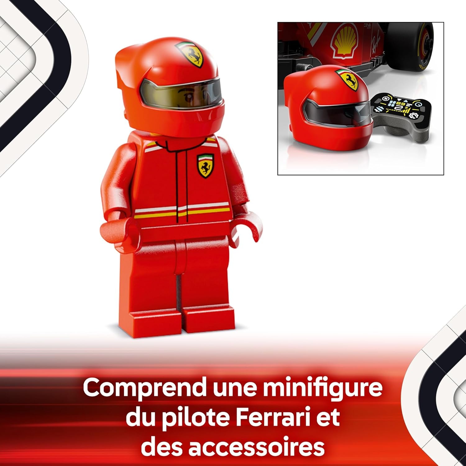 Speed Champions Voiture F1 Ferrari SF-24 - Jeu De Construction Avec Véhicule De Course - Minifigurine Collector De Pilote De Formule 1 - Décoration De Noël - Cadeau Garçon Ou Fille 10 Ans 77242
