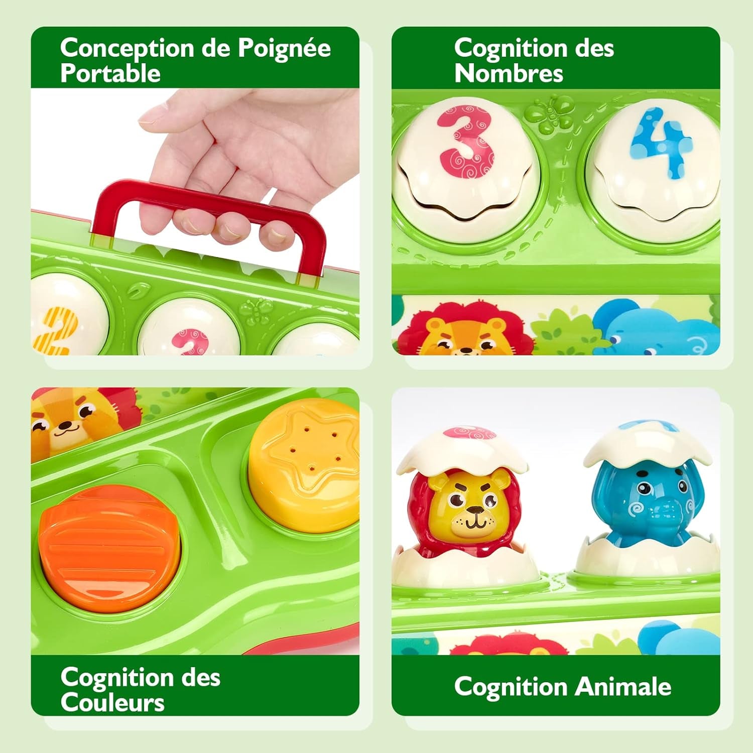 Jouet Pour Bébé 1 an Jouet Montessori Avec Musique Et Lumières Pour Enfant 1 2 3 4 Ans Fille Garçon, Jouet Enfant Pop-Up Animaux Avec Couleurs, Parfait Pour Les Cadeaux D'Anniversaire Noël
