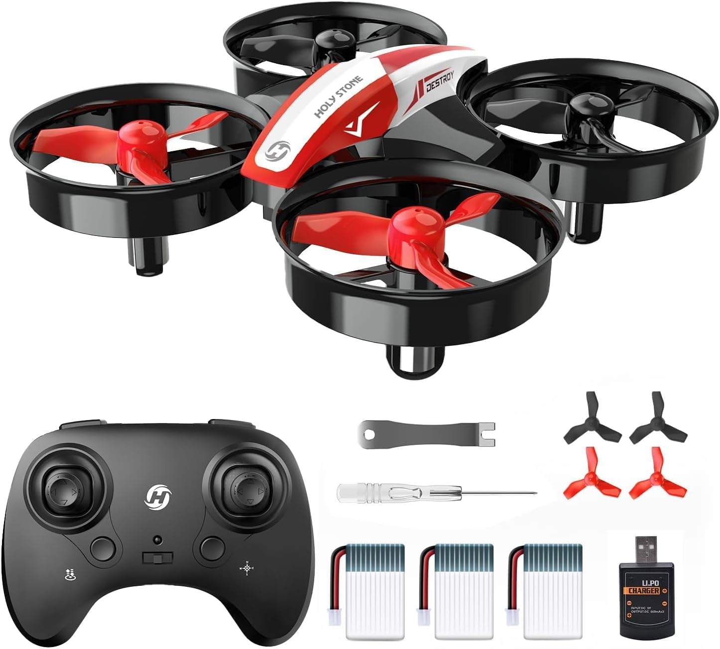 HS210 Mini Drone Quadricoptère Pour Enfants Et Débutants Avec Vol Automatique, Flips 3D, Mode Sans Tête Et Piles Supplémentaires, Pour Garçons Et Filles, Rouge