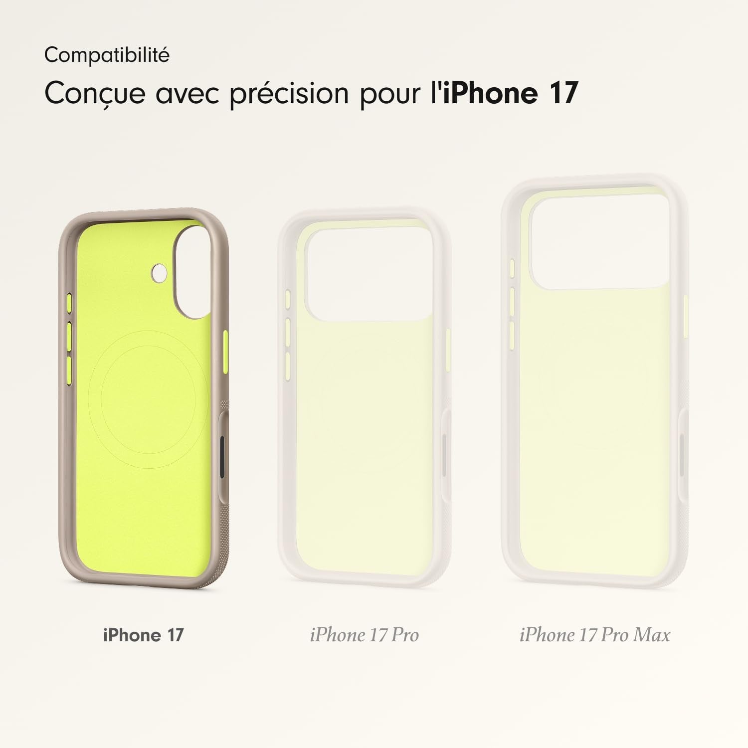 Coque Haute Résistance Pour Iphone 17 Équipée Magsafe Avec Commande De L'Appareil Photo, Protection Contre Les Chutes Et Les Rayures, Fini Mat Texturé - Gris Alpin