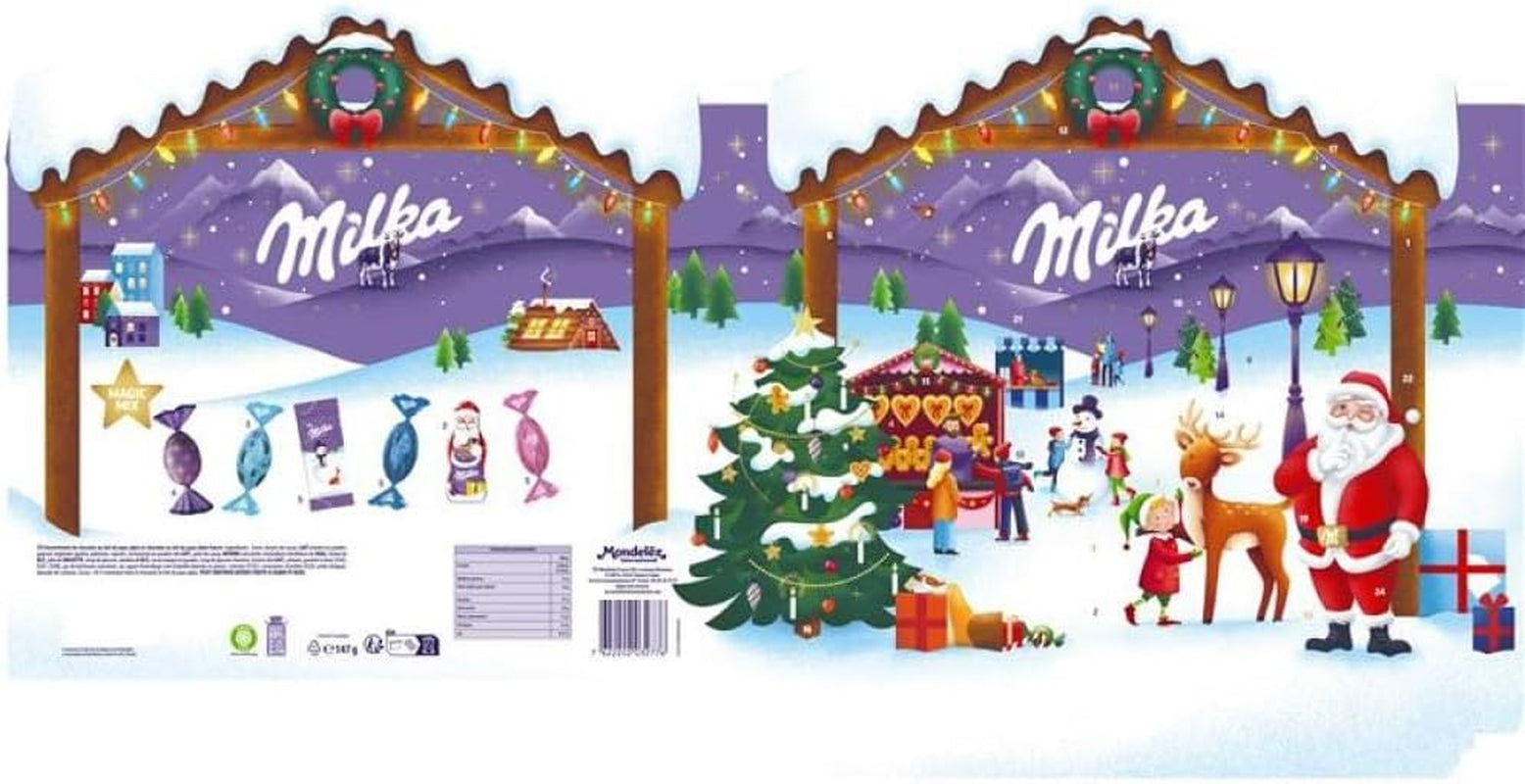 - 1 Calendrier De L'Avent Magic Mix  - Assortiment D'Œufs, Tablettes Et Père Noël En Chocolat Au Lait Du Pays Alpin - 1 Calendrier De 147G