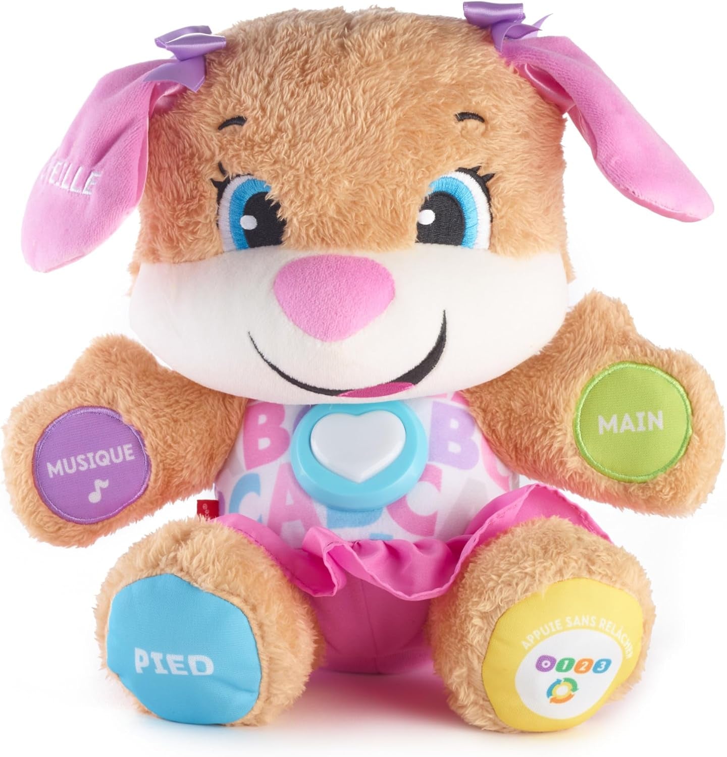 La Sœur De Puppy Eveil Progressif Jouet Bébé, Peluche Interactive, plus De 50 Chansons Et 3 Niveaux, Version Française, 6 Mois Et Plus, FPP52