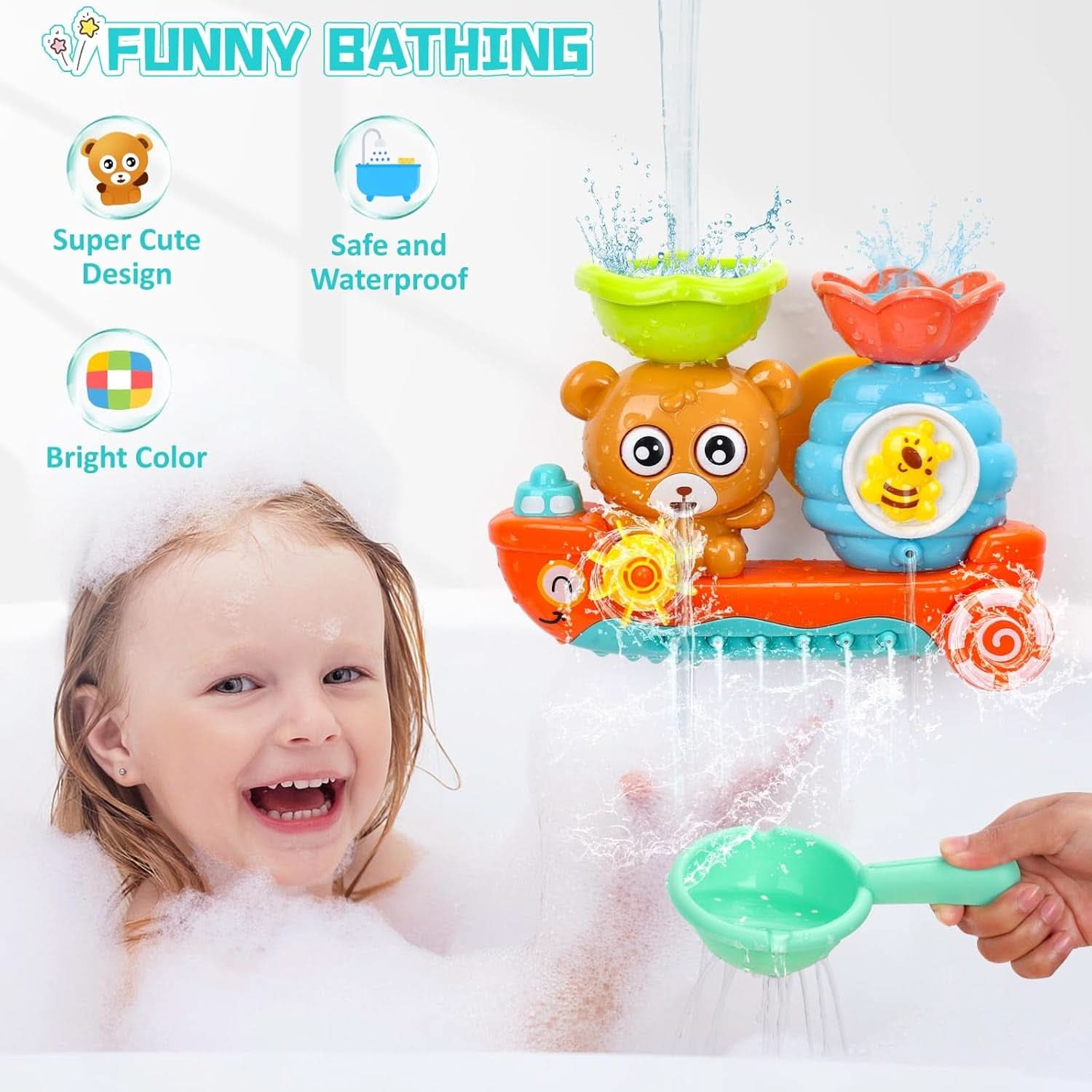 CANMALCHI Jouet De Bain 1 2 3 An,Jouet De Bain Pour Bebe,Jouets Bain Bébé,Jouets Bebe 1 2 Ans, Jeux De Bain Bebe 1 2 3 An,Cadeau Garcon Fille Enfant 1-4 An