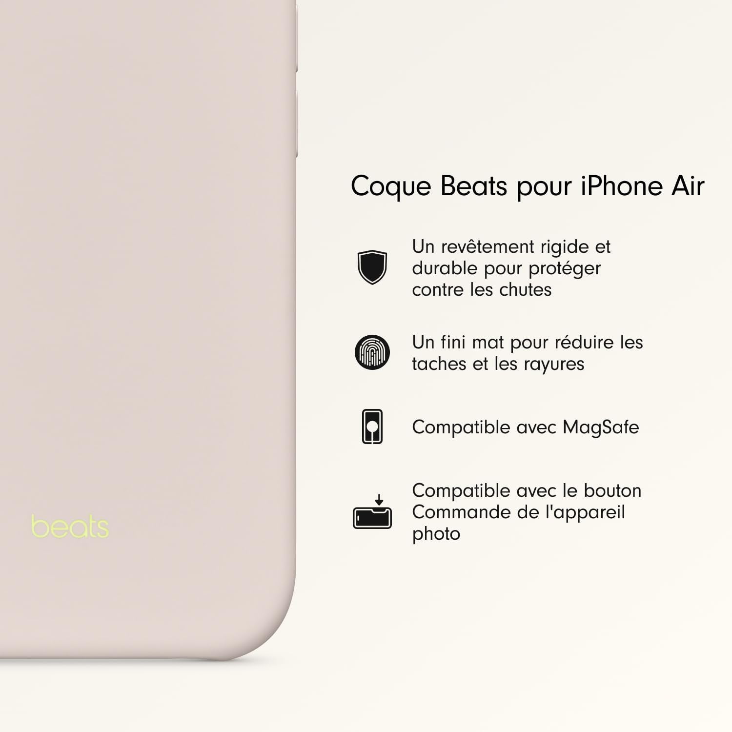 Coque Pour Iphone Air Équipée Magsafe Avec Commande De L'Appareil Photo, Fini Mat, Doublure En Tissu Microfibre - Gris Gypse