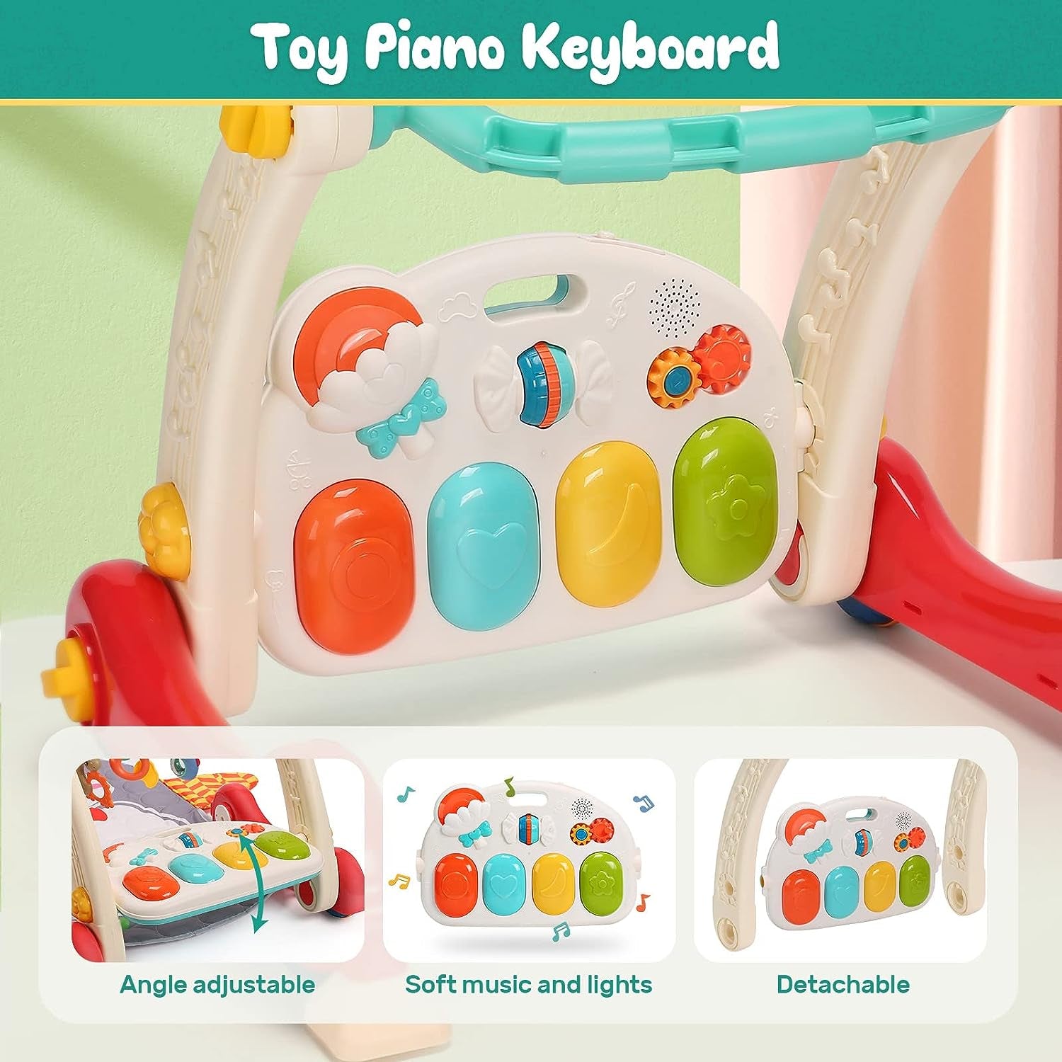 Tapis De Jeu Pour Bébé Et Trotteur D'Apprentissage Pour Bébé, Tapis D'Activité Pour Bébé Avec Piano De Jeu, Centre D'Activités Musicales Avec Lumières, Trotteurs Pour Bébé