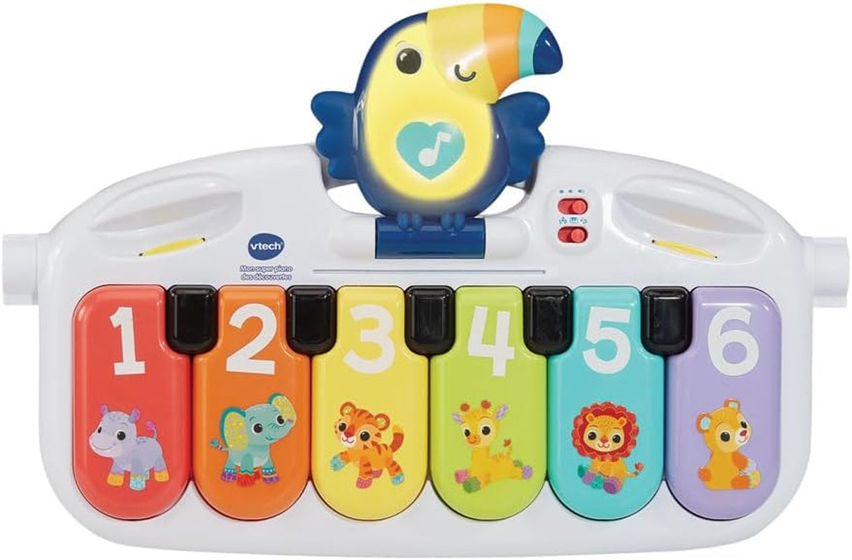 - Mon Super Piano Des Découvertes - Jouet Musical 3 En 1 - Clavier Piano Bébé Inclinable Avec 3 Partitions De Musique Et 2 Hochets Instruments - Cadeau Bébé Dès 9 Mois - Contenu En Français