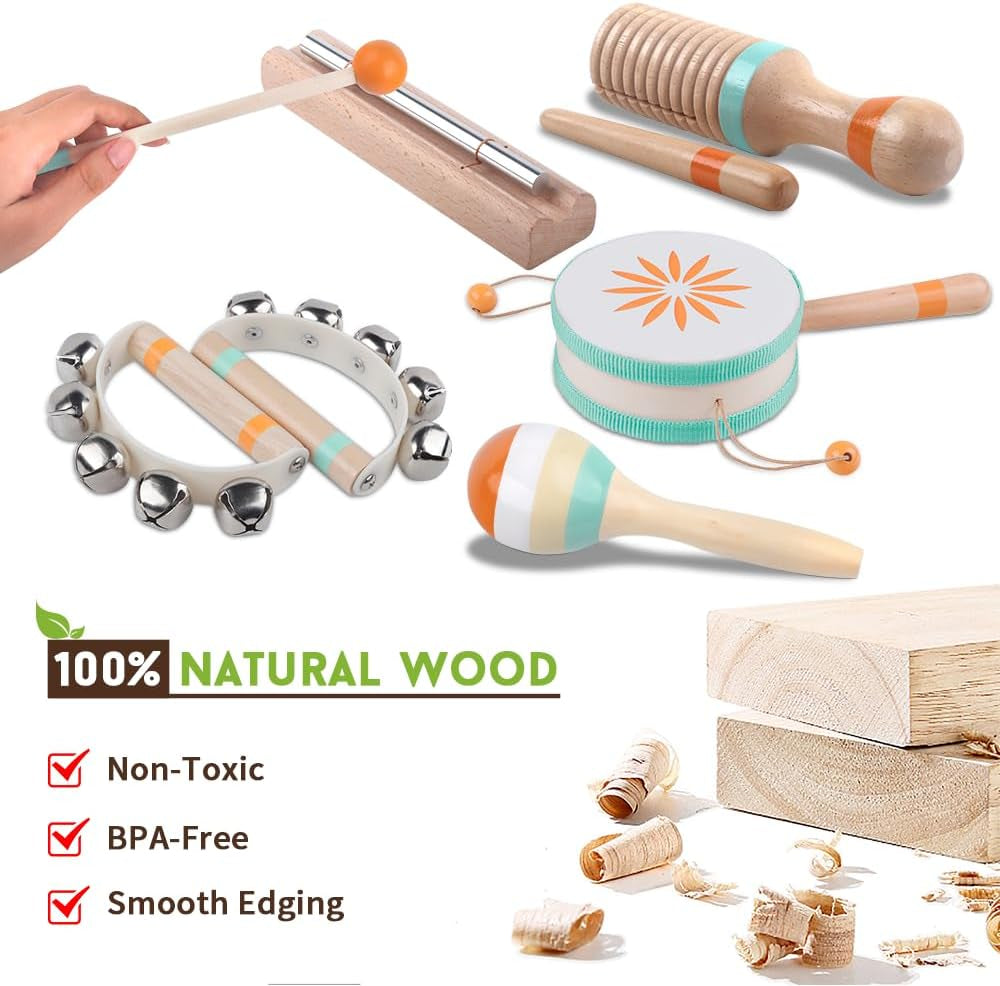 Instruments De Musique Pour Tout-Petits, Jouets Musicaux Montessori Pour Bébés, Instruments Pour Garçons Et Filles De 1 An, Cadeau De Noël Et D'Anniversaire Pour Enfants De 1 À 3 Ans (8 in 1)