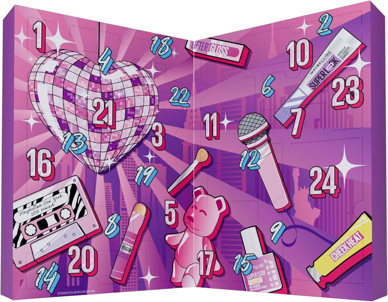 – Calendrier De L'Avent 2025 – Coffret 24 Produits De Maquillage – Grand Format – Teint, Regard, Lèvres & Ongles
