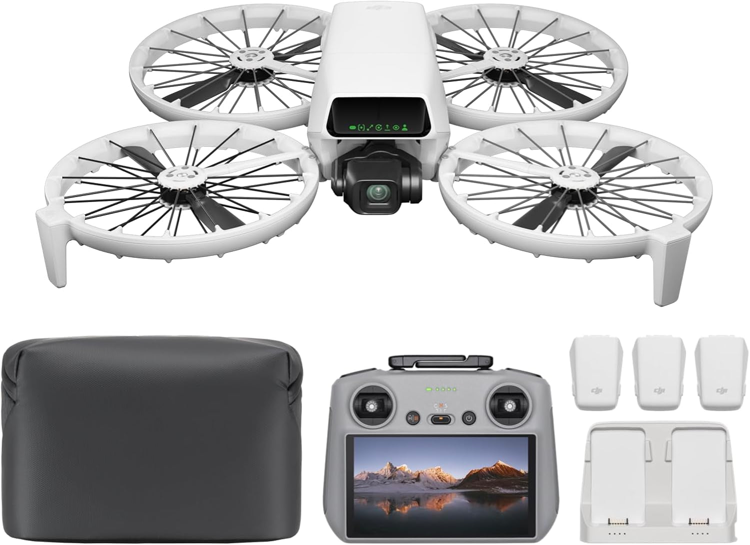 Bundle Fly More  Flip (Radiocommande RC 2 Avec Écran), Drone Caméra 4K UHD Pour Adultes, Décollage Palmaire, Retour Automatique, Vol Intelligent, Trois Batteries Pour Un Temps De Vol De 93 Min