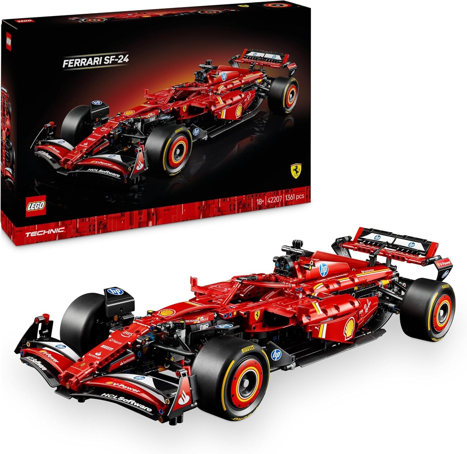 Technic F1 Ferrari SF-24 - Maquette De Voiture De Course Collector À Échelle 1/8 - Inclut Moteur V6, Boîte De Vitesses, DRS & Volant - Activité De Noël - Idée Cadeau Adulte & Adolescent 42207
