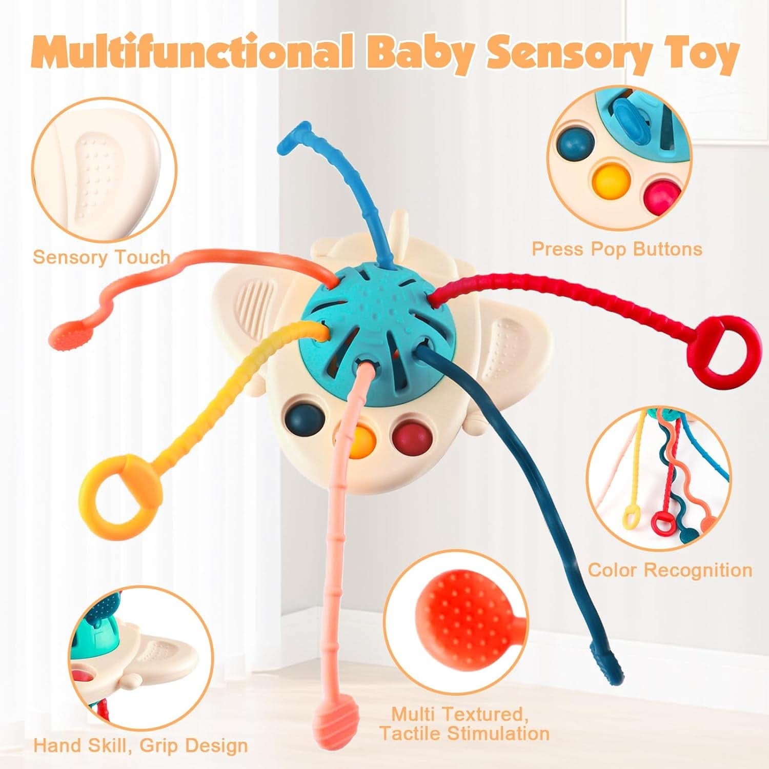 Montessori Bebe, Motricité Fine Bébé, Jeux Sensoriel Bebe 1 An, Jeux De Corde À Tirer, Jouet De Dentition Pour Bébé, Cadeau Pour Garçons Filles