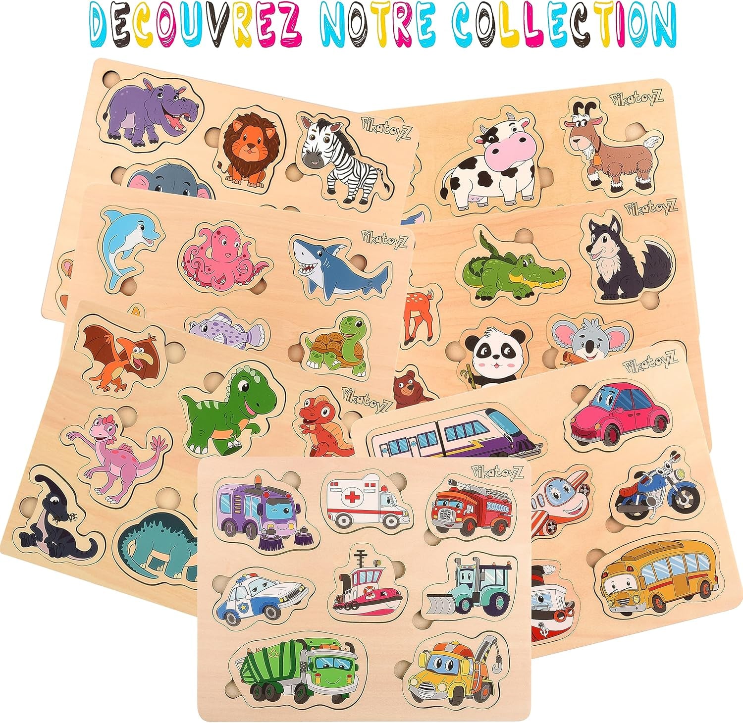 Jouet Enfant 1, 2 Et 3 Ans – Jeu Éducatif Idéal Pour Cadeau De Noël Ou Anniversaire – Puzzle En Bois Pour Bébé Garçon Ou Fille – Jeux Montessori Avec Puzzles Animaux De La Jungle