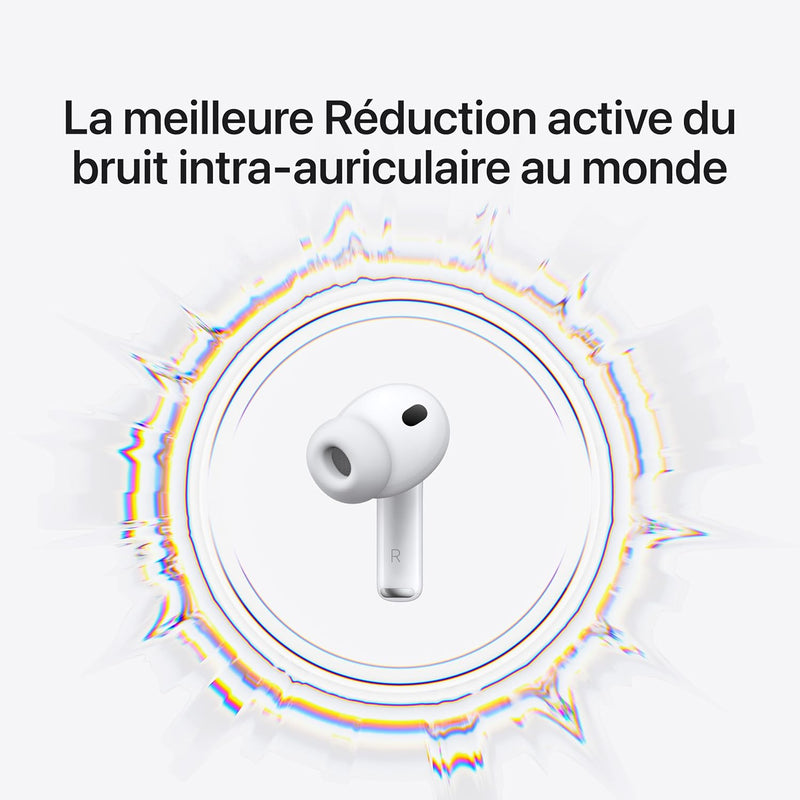 Airpods Pro 3 Écouteurs Sans Fil, Réduction Active Du Bruit, Détection De La Fréquence Cardiaque, Écouteurs Bluetooth, Audio Spatial, Son Haute-Fidélité, Recharge USB-C
