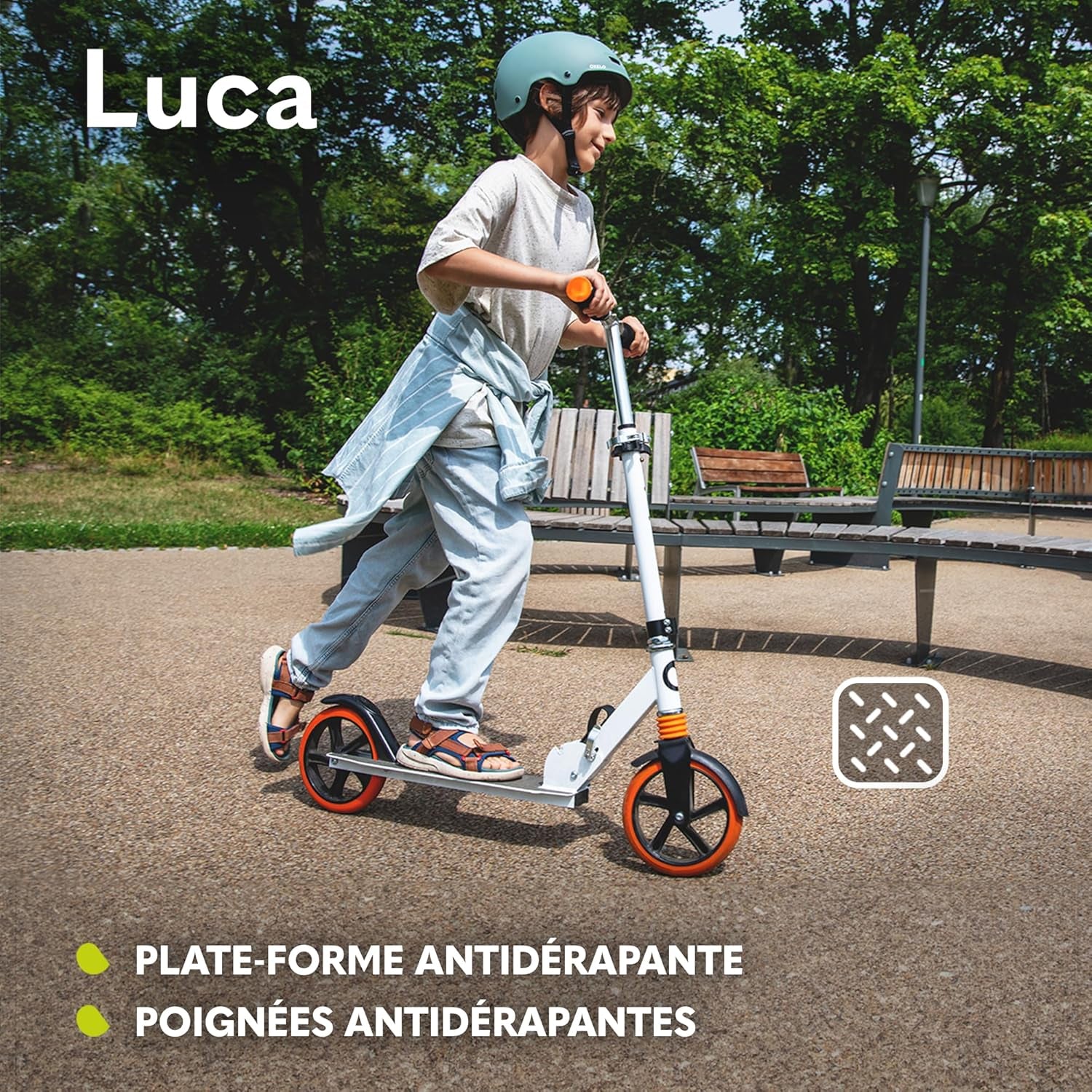 Luca Trotinette Enfant Et Adultes Jusqu'À 100 Kg, Construction Durable, Pliage, Rapide, Guidon Ajustable, Roues À 20 Cm, Amortisseur Shockresist Frein (Noir)