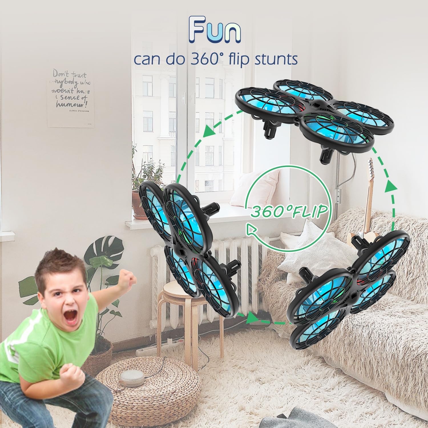 | Drone Pour Enfant Cadeau - Mini Drone Télécommandé Avec Technologie Anti-Collision Automatique/Sûr Pour Les Enfants/Facile À Piloter/Certification C0 (Cadeau De Noël Pour Enfants)