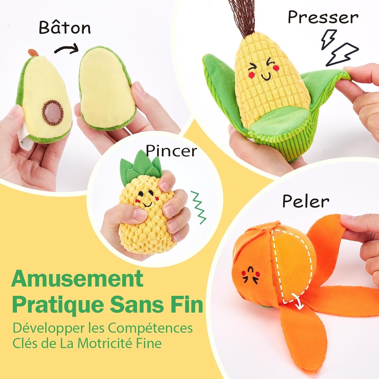 Jouet Bebe 6 Mois Jouet Eveil Bebe 6-12 Mois, 16 Pièces Fruits Et Legumes Jouets En Peluche Avec Panier, Jouet Sensoriel Bebe Jeux Montessori Cadeau Bebe 1 an Garçon Fille