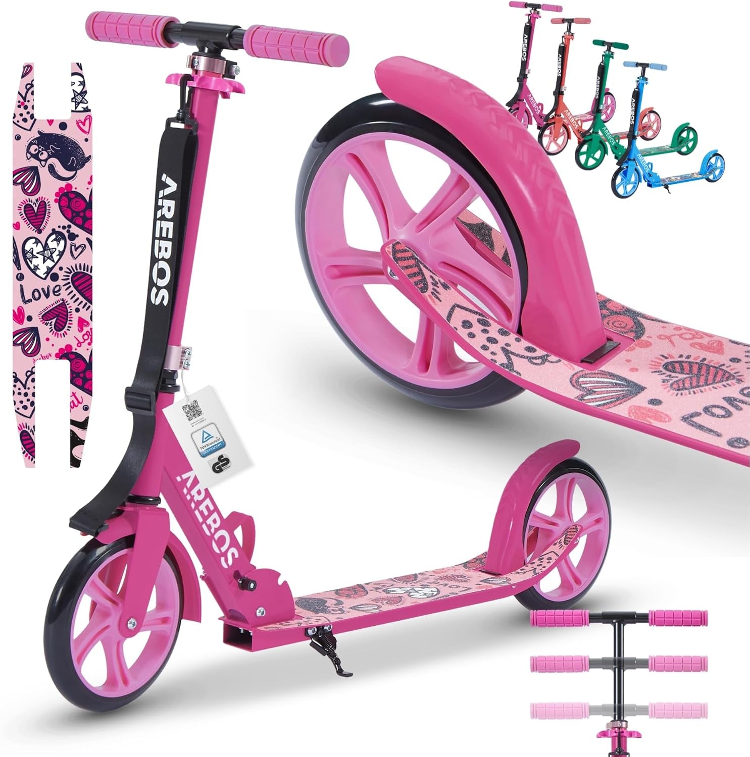 Trottinette De Ville | Hauteur Réglable | Pliable Avec Sangle | Roues XXL | Frein À Pédale | Pour Enfants Et Adultes | Charge Max. 100 Kg