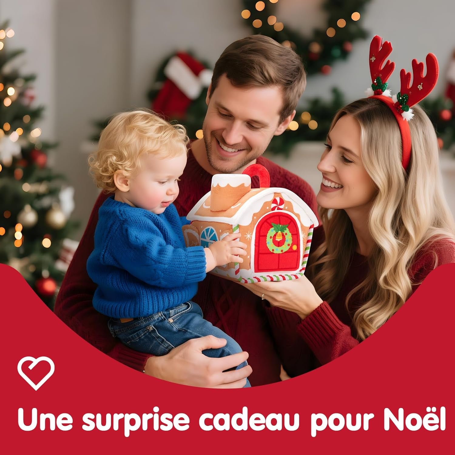 Jouet Bébé 6 Mois, Maison En Pain D'Épices De Noël - Jouet Eveil Bebe 6-12 Mois, Jouets Sensoriel En Peluche, Jeux Montessori Enfant Cadeau Pour Bebe 1 an Garçon Fille