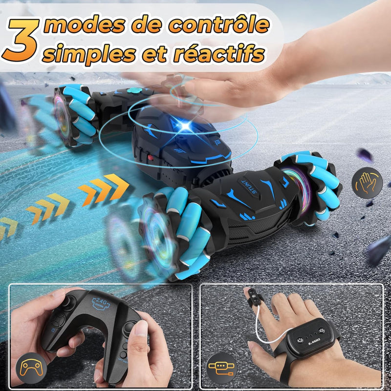 Voiture Télécommandée Tout Terrain Avec La Main, Avec Lumière Et Spray, Jouet RC Car Drift 4WD 2,4 Ghz Rotation À 360° Cadeau Voiture Telecommandé Enfant Filles Garçons Enfants De 6 8 9 10 Ans