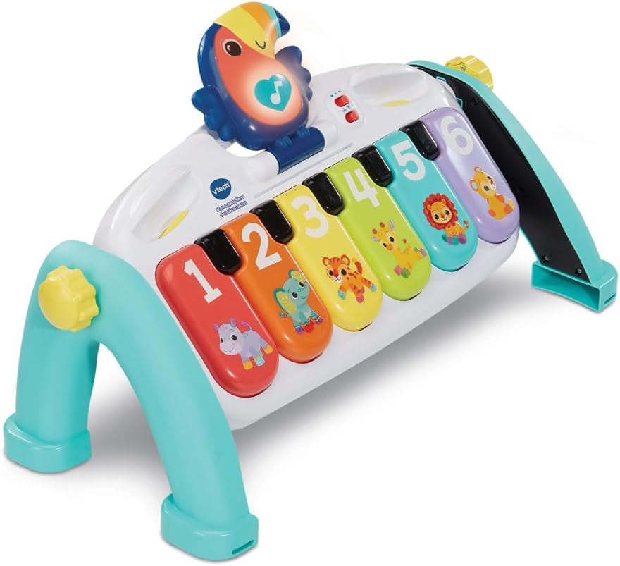 - Mon Super Piano Des Découvertes - Jouet Musical 3 En 1 - Clavier Piano Bébé Inclinable Avec 3 Partitions De Musique Et 2 Hochets Instruments - Cadeau Bébé Dès 9 Mois - Contenu En Français