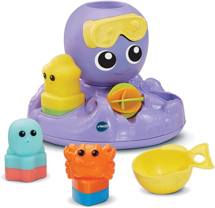 - Julie, Ma Pieuvre Toupie De Bain, Jouet De Bain Bébé Avec Trieur De Formes, 3 Animaux Arroseurs Faciles À Laver Et Sécher, Cadeau Enfant Fille Et Garçon Dès 1 an - Contenu En Français