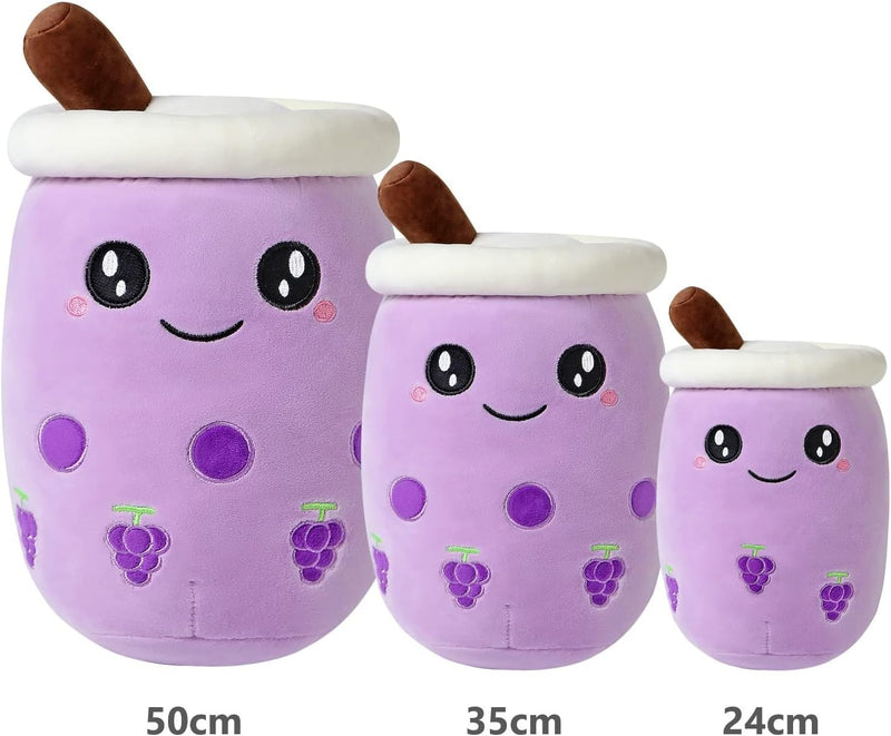 Shownicer Peluche Boba Tea Oreiller En Peluche Kawaii Bubble Tea Jouet Animal Peluche Tasse À Thé Au Lait Coussin De Lancer Cadeau Pour Enfants Filles Garçons (24Cm, Violet)