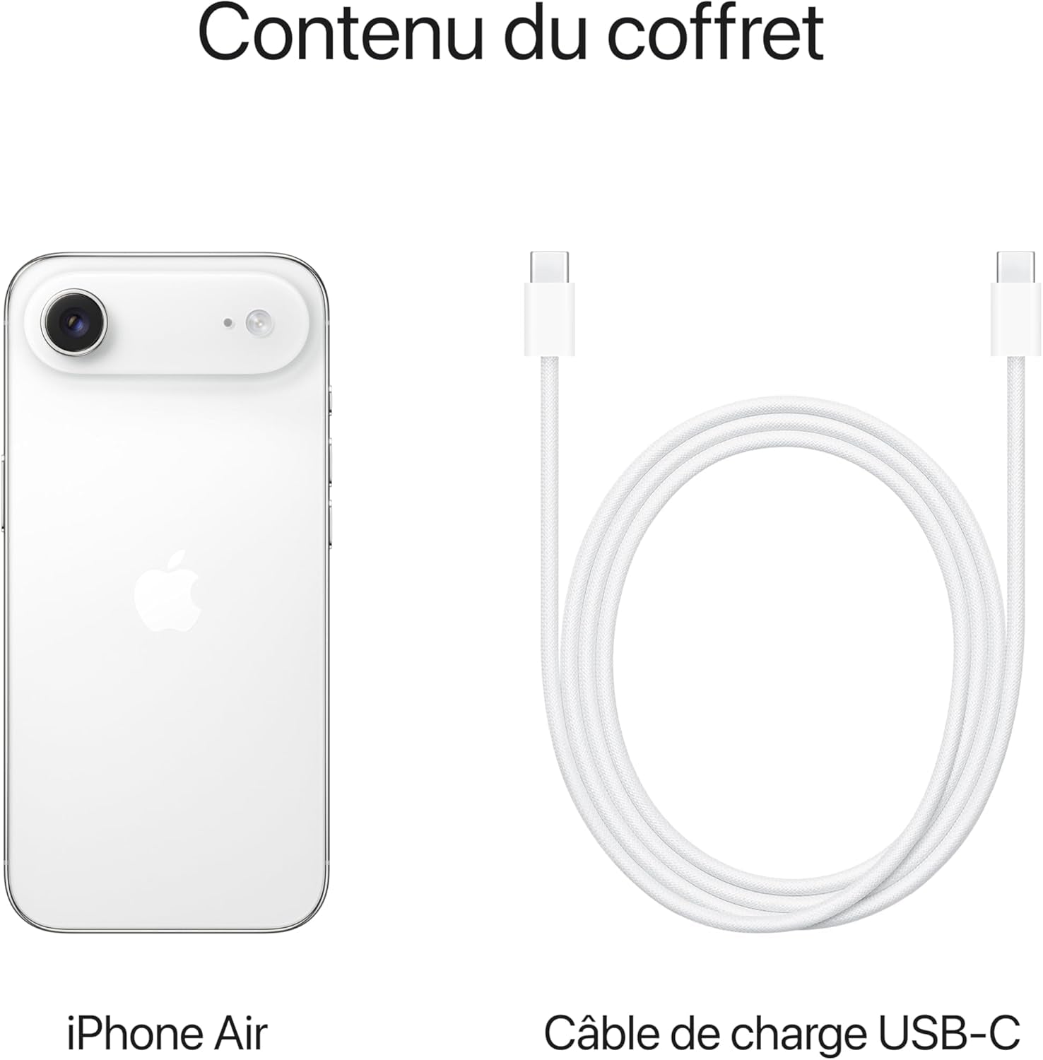 Iphone Air 512 Go : Le plus Fin Des Iphone, Écran 6,5 Pouces Jusqu’À 120 Hz, Puissante Puce A19 Pro, Caméra Avant Center Stage, Autonomie D’Une Journée, Esim ; Blanc Nuage