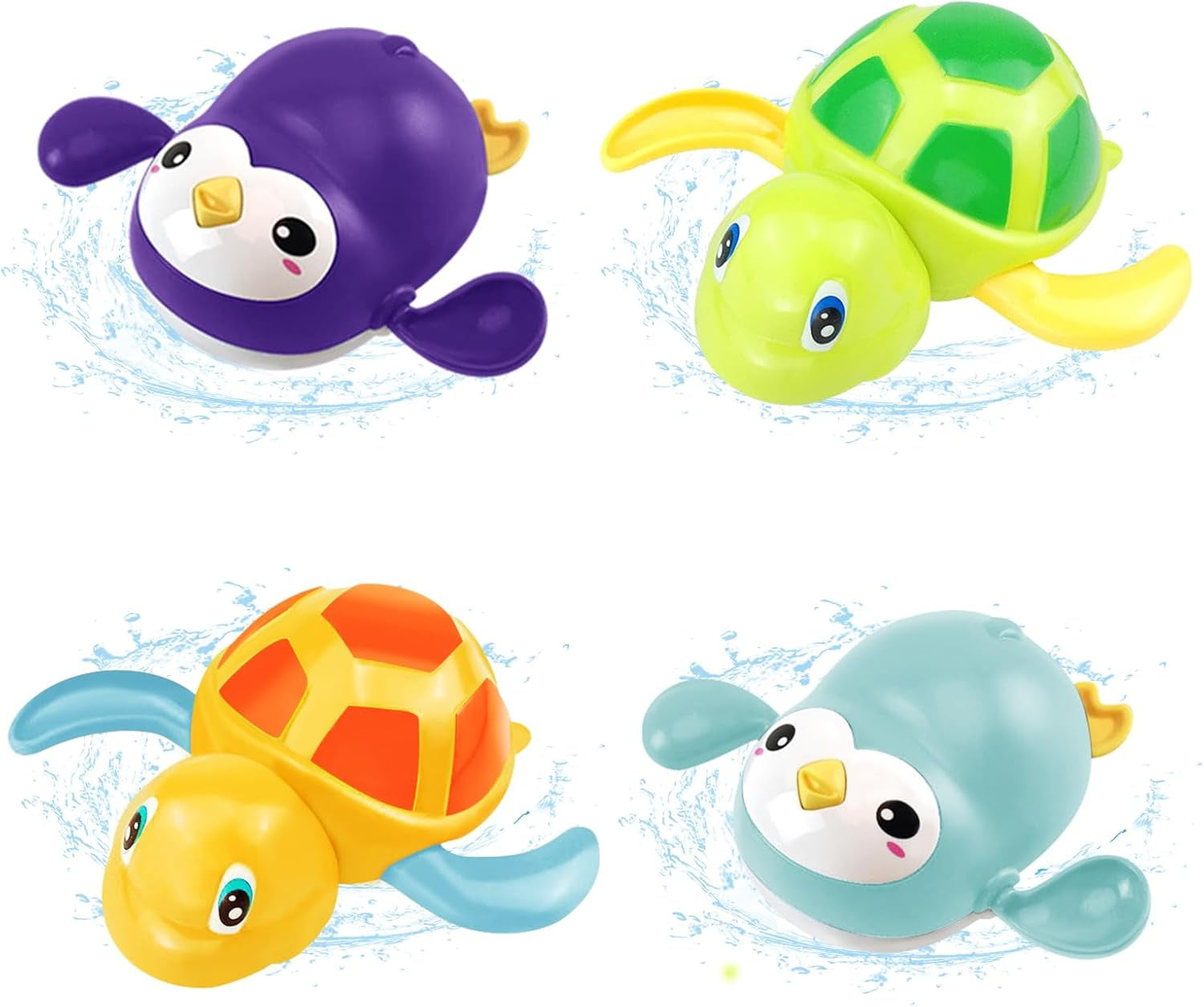 4 Pièce Jouet De Bain Bébé, Jeux De Bain, Animaux Jouets Flottants, Jouet À Remonter Bain, Jouets Flottants, Jouet De Piscine, Salle De Bain Jouets, Jouets De Bain Pour Garcon Fille