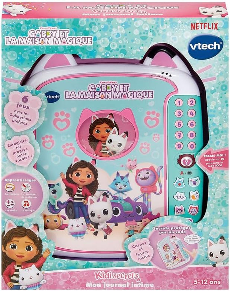 - Kidisecrets Mon Journal Intime Gabby Et La Maison Magique - Journal Intime Électronique Avec Code Secret, Carnet, Feutre Et 6 Jeux Gabby Chat - Cadeau Enfant Dès 5 Ans - Contenu En Français