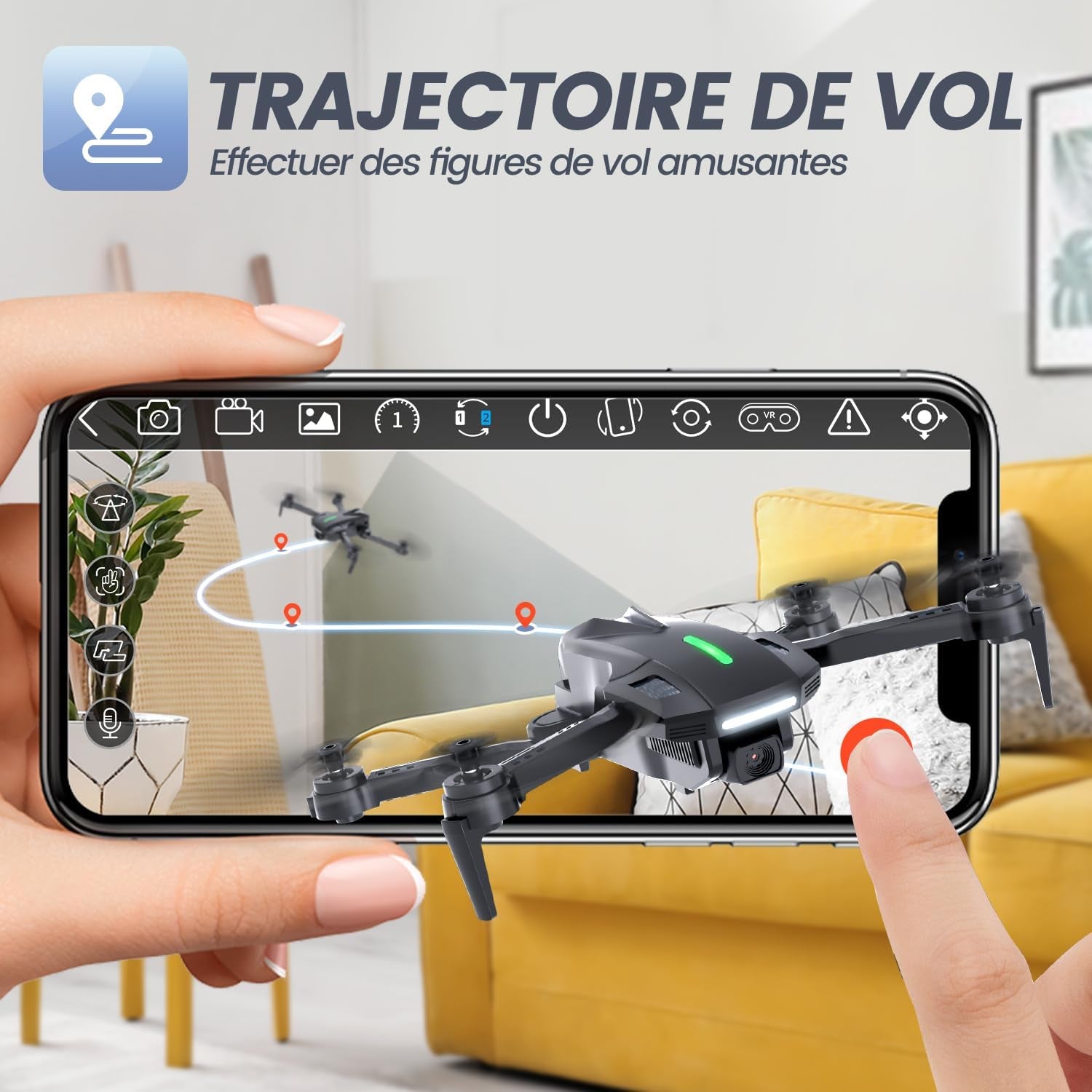 D70 Mini Drone Avec 1080P HD Caméra Pour Enfants Et Adultes, FPV Quarcopter RC Pliable Pour Garçons Et Filles Avec Mode Sans Tête, Vol Par Tape, 360° Flips, Contrôle Vocal Et Gestuel, 2 Piles