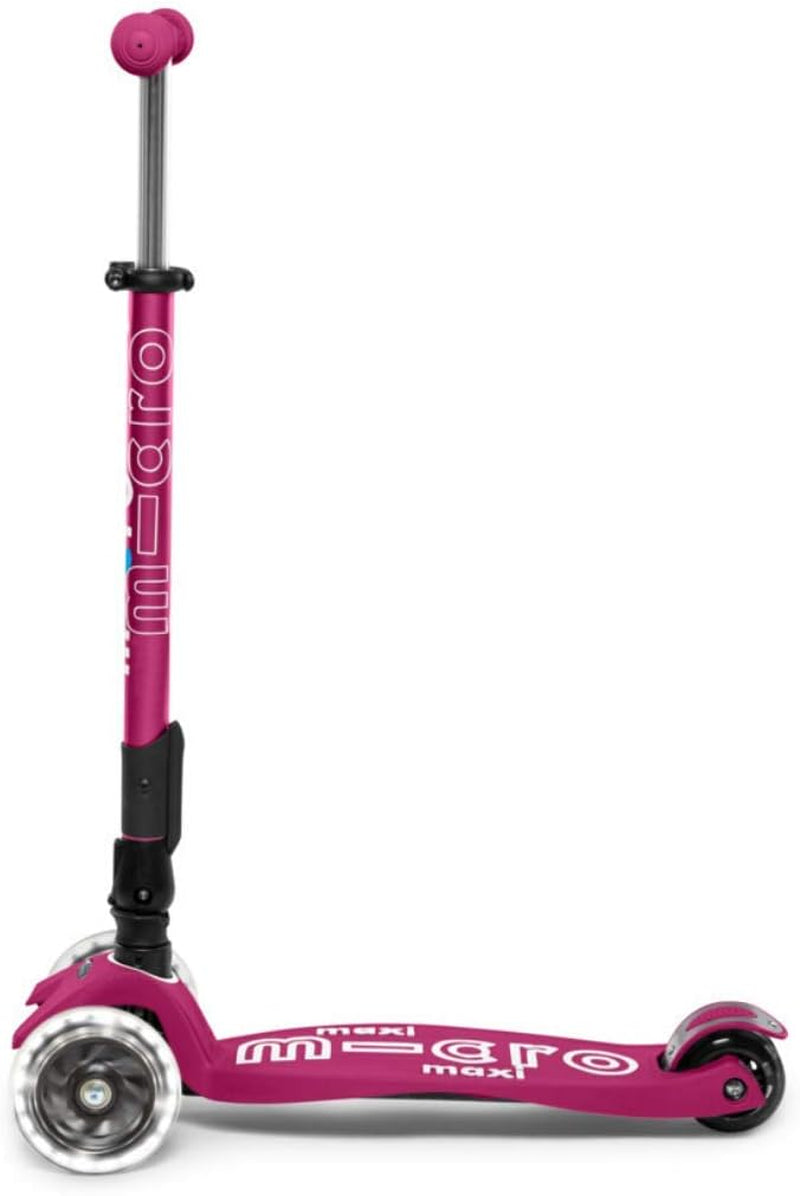 | Trottinette Enfant Maxi Deluxe Pliable LED | Trottinette 3 Roues | Guidon Ajustable | Roues Lumineuses | 5-12 Ans