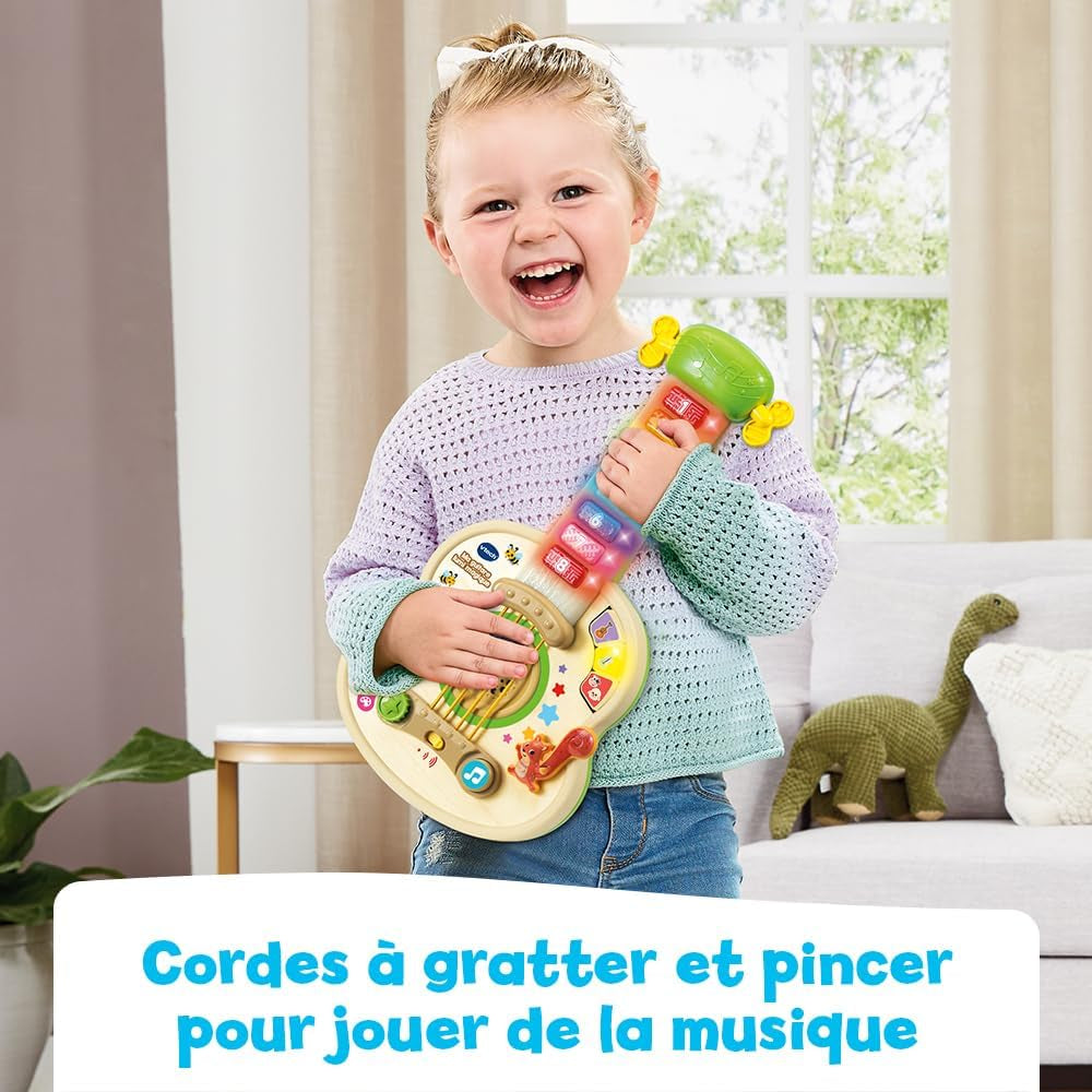 - Ma Guitare Lumi Magique, Instrument De Musique Partiellement En Bois, Guitare Acoustique Et Électrique, Jeu D'Éveil Musical Et De Motricité Fine, Cadeau Bébé Dès 18 Mois - Contenu En Français