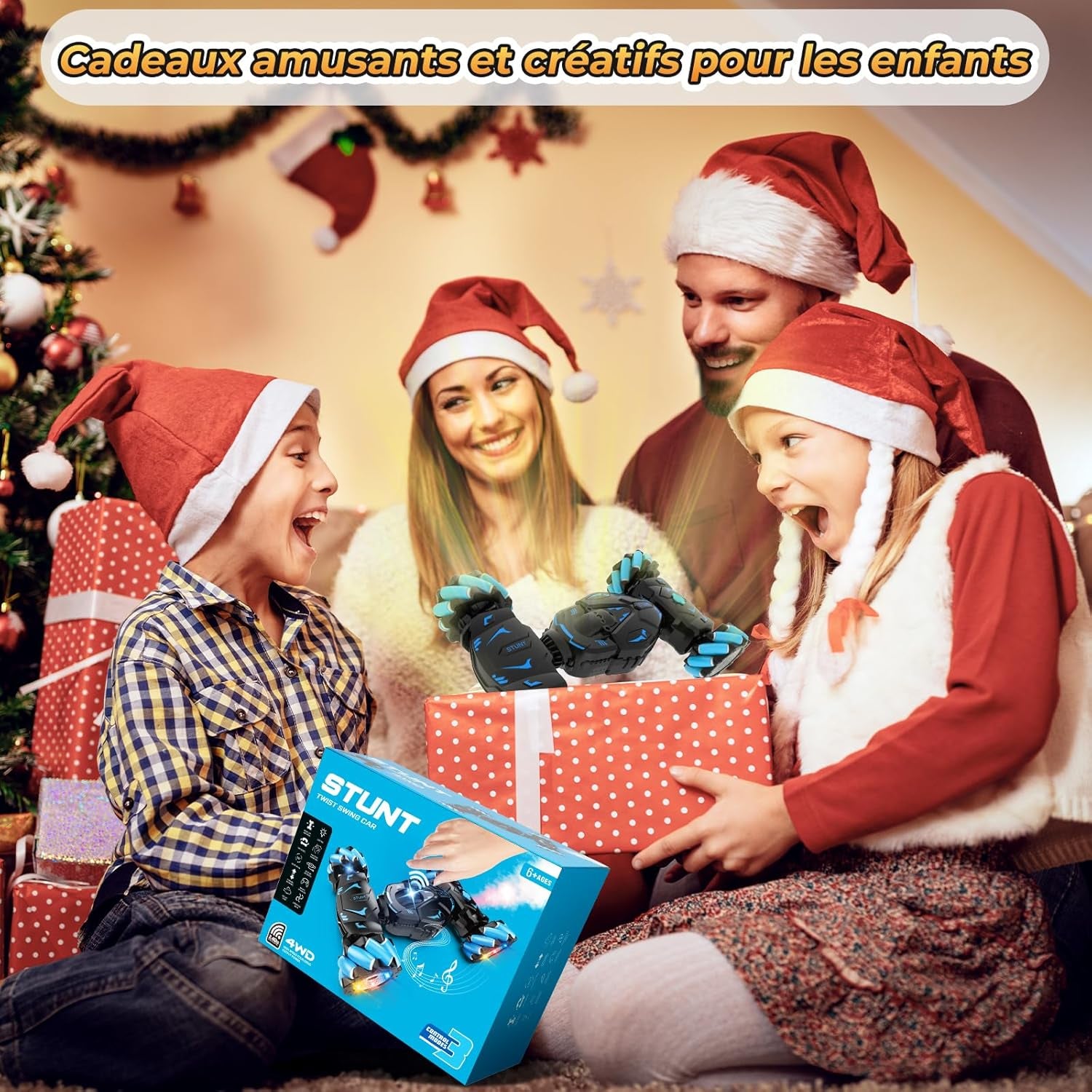 Voiture Télécommandée Tout Terrain Avec La Main, Avec Lumière Et Spray, Jouet RC Car Drift 4WD 2,4 Ghz Rotation À 360° Cadeau Voiture Telecommandé Enfant Filles Garçons Enfants De 6 8 9 10 Ans