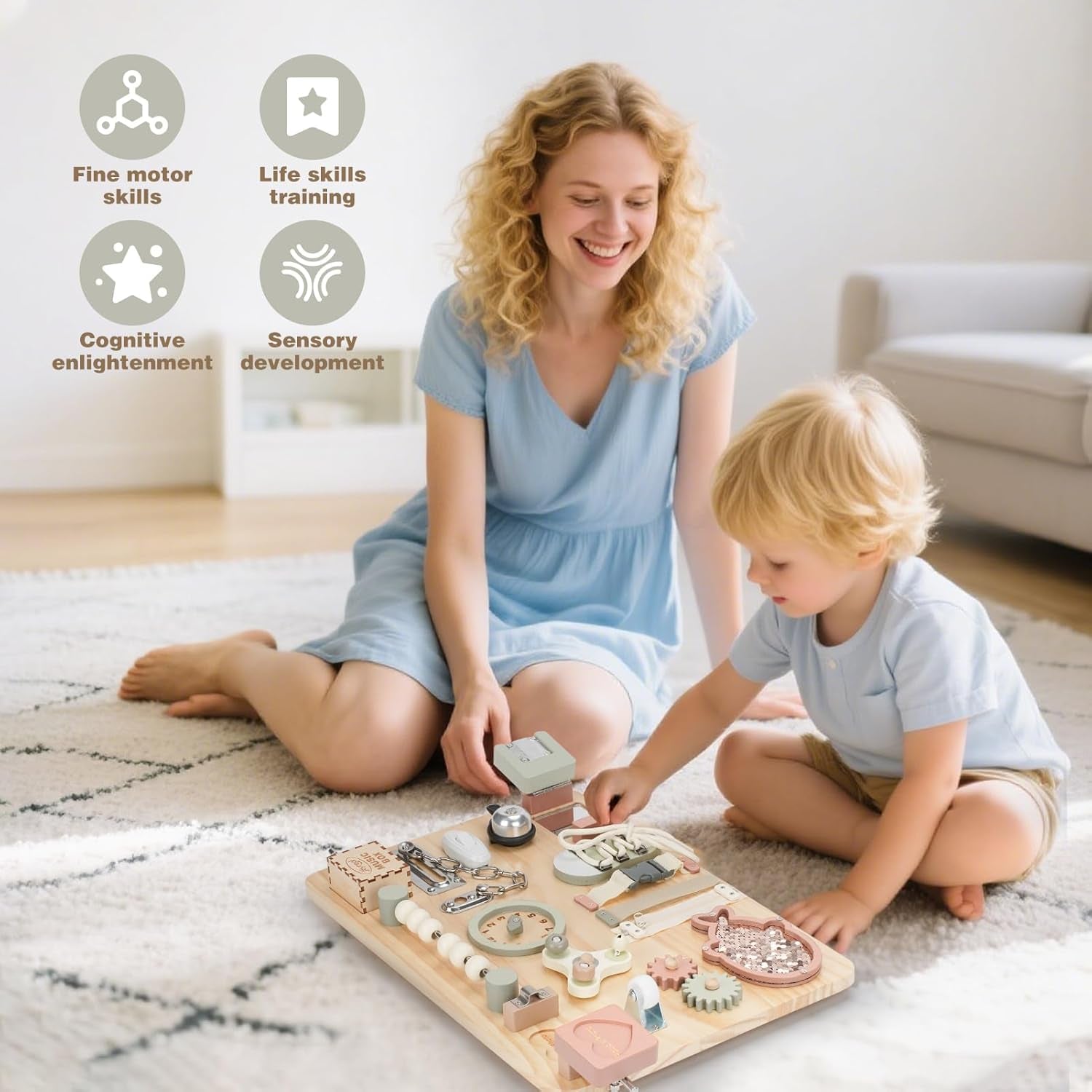 Grand Busy Board Montessori - Planche Activité Tableau Activité Sensoriel Parcours Motricité Bébé Jeux Educatif Jouet Enfant Pour Garcon Fille