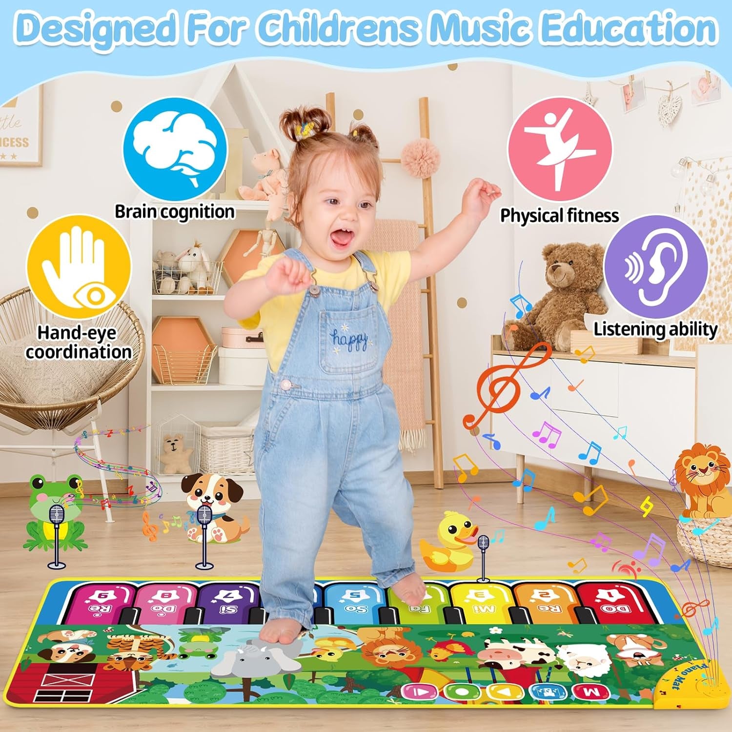 Tapis De Danse, Tapis Musical Bébé, Piano Enfant,Jouet D'Initiation Musical Pour Enfants, Jeu De Piano Simulé, D'Anniversaire Pour Les Enfants
