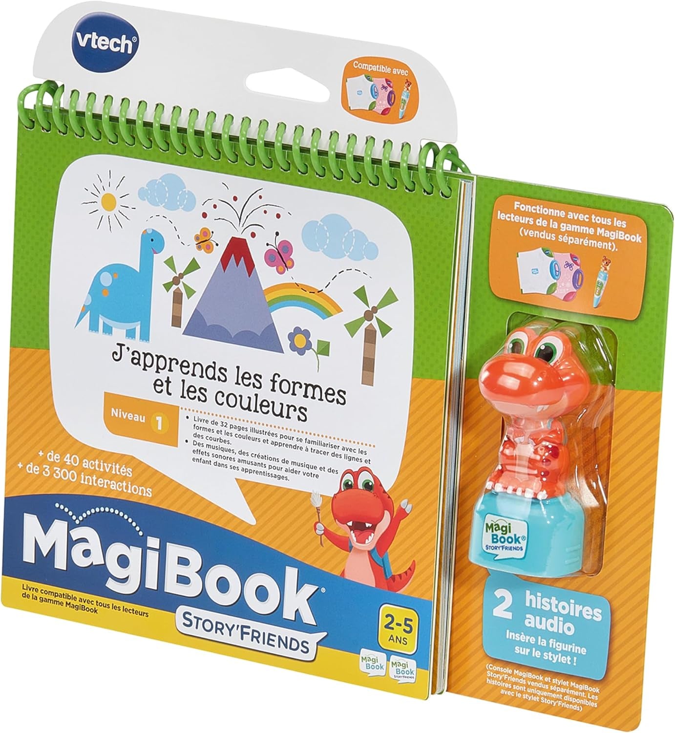 - Magibook Story'Friends J'Apprends Les Formes Et Les Couleurs - Livre Jeu Éducatif Avec Figurine Dinosaure - Niveau Maternelle - Cadeau Enfant De 2 Ans À 5 Ans - Contenu En Français