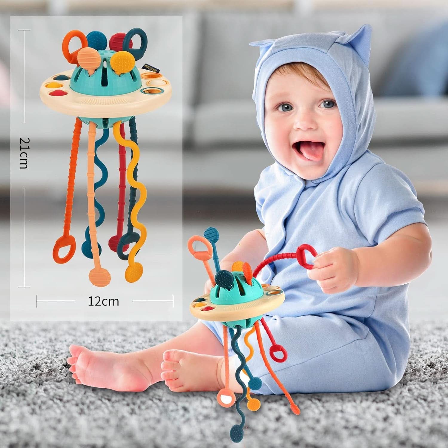 Jouet Montessori Pour Bébé 18 Mois, Jouet Sensoriel Jeux De Corde À Tirer, Jouet De Dentition Bébé, Jeux Éducatif, Jouets D'Apprentissage Précoce Pour Enfant 1 Et 2 Ans