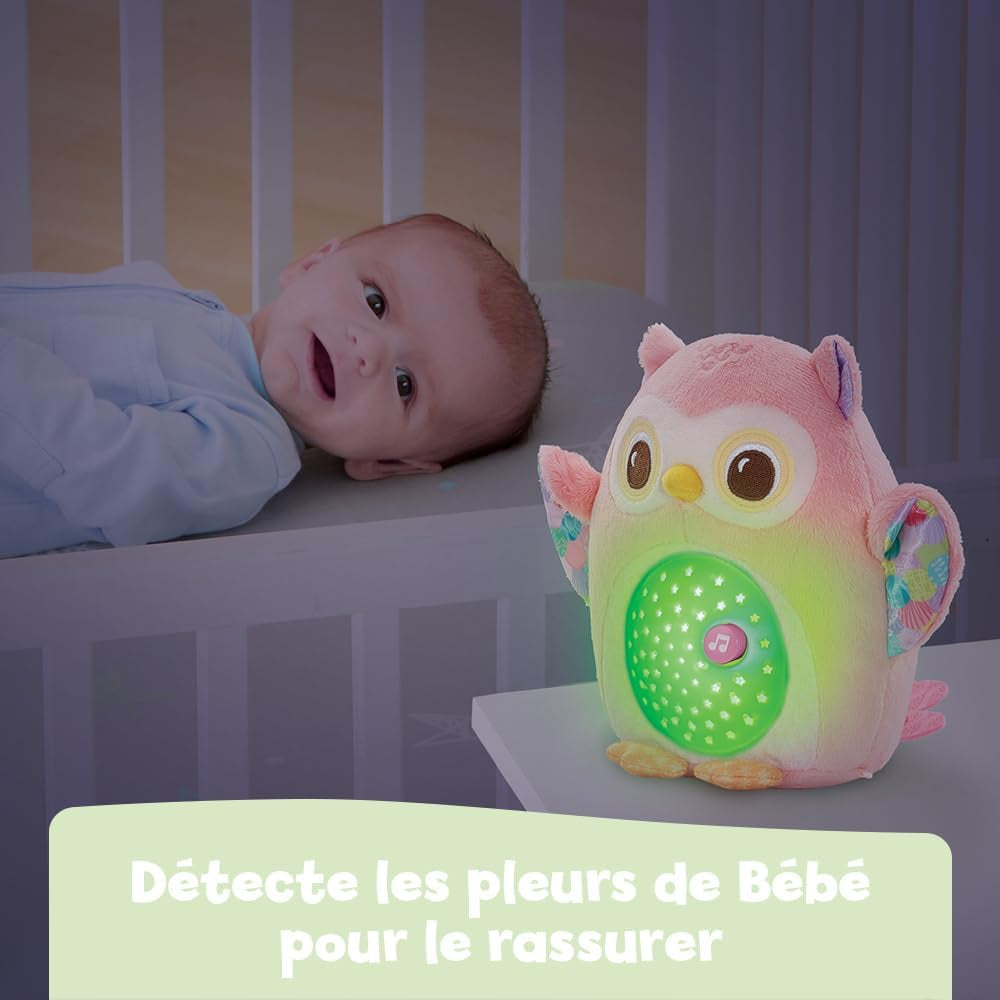 - Ma Veilleuse Lumi Chouette Rose, Peluche Apaisante, Veilleuse Musicale Et Lumineuse, Musique Douce, Berceuses, Bruits Blancs Et Sons De La Nature, Cadeau De Naissance - Contenu En Français