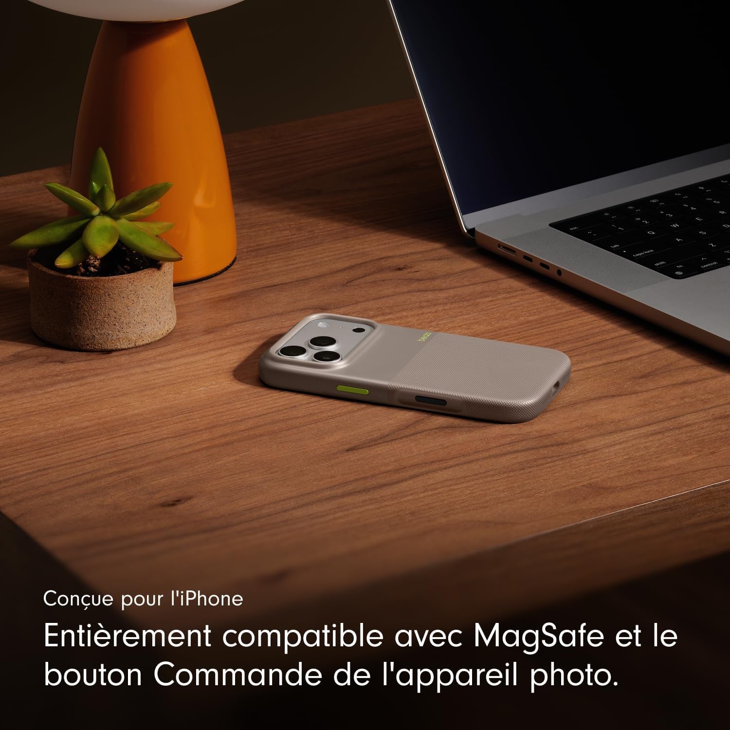 Coque Haute Résistance Pour Iphone 17 Pro Équipée Magsafe Avec Commande De L'Appareil Photo, Protection Contre Les Chutes Et Les Rayures, Fini Mat Texturé - Gris Alpin