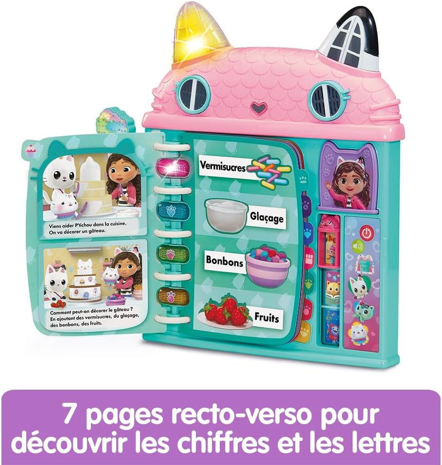 - La Maison-Livre Éducative Gabby Et La Maison Magique - Livre Interactif Enfant De 14 Pages Illustrées, Jeux Éducatifs - Jouet Gabby Chat - Cadeau Enfant De 3 Ans À 7 Ans - Contenu En Français