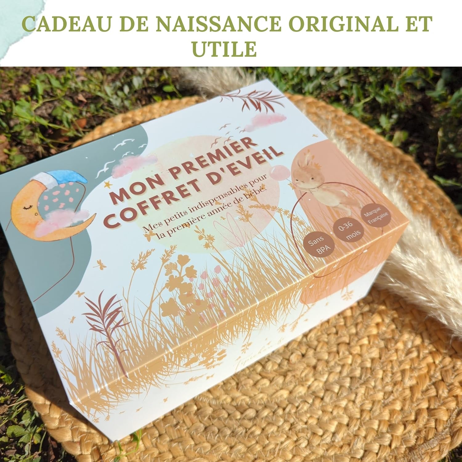 Jouets D'Éveil Bébé 1Er Âge - Coffret Naissance Mixte Montessori Garçon Et Fille - 5 Jeux D'Activité Et De Développement Sensoriel Bois Et Silicone, Balle, Formes, Hochet, Roues, 3 Mois>3 Ans