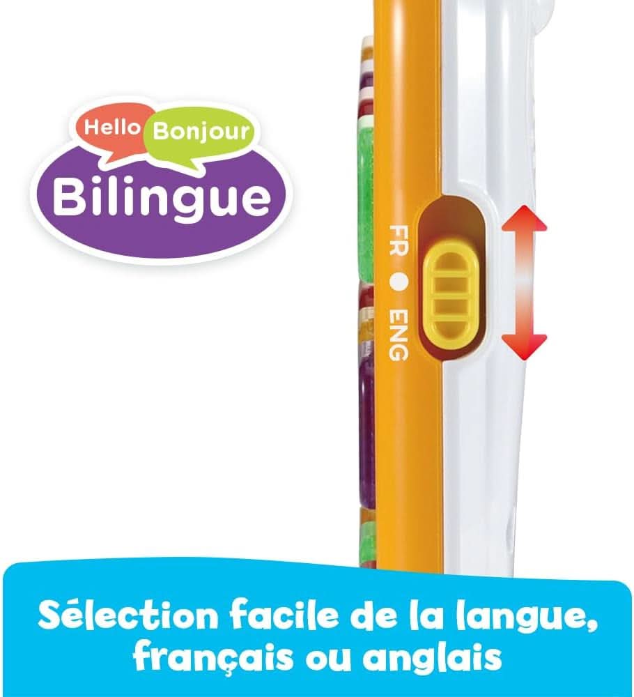 - Baby Tablette Bilingue, Tablette Interactive Bébé Avec 12 Activités Éducatives, Effets Lumineux, Jouet D'Éveil Et De Motricité Fine, Cadeau Bébé Dès 9 Mois - Contenu En Français Et Anglais