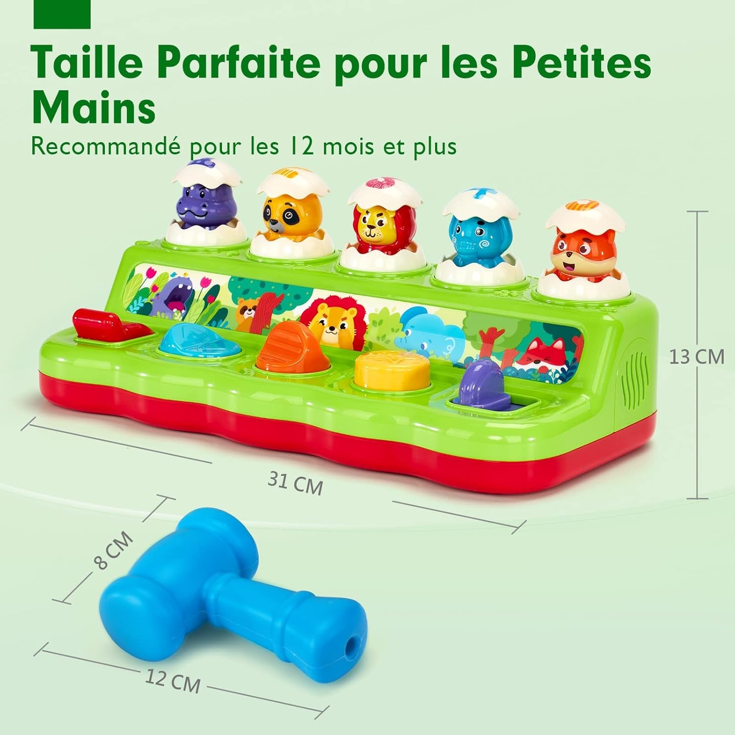 Jouet Pour Bébé 1 an Jouet Montessori Avec Musique Et Lumières Pour Enfant 1 2 3 4 Ans Fille Garçon, Jouet Enfant Pop-Up Animaux Avec Couleurs, Parfait Pour Les Cadeaux D'Anniversaire Noël