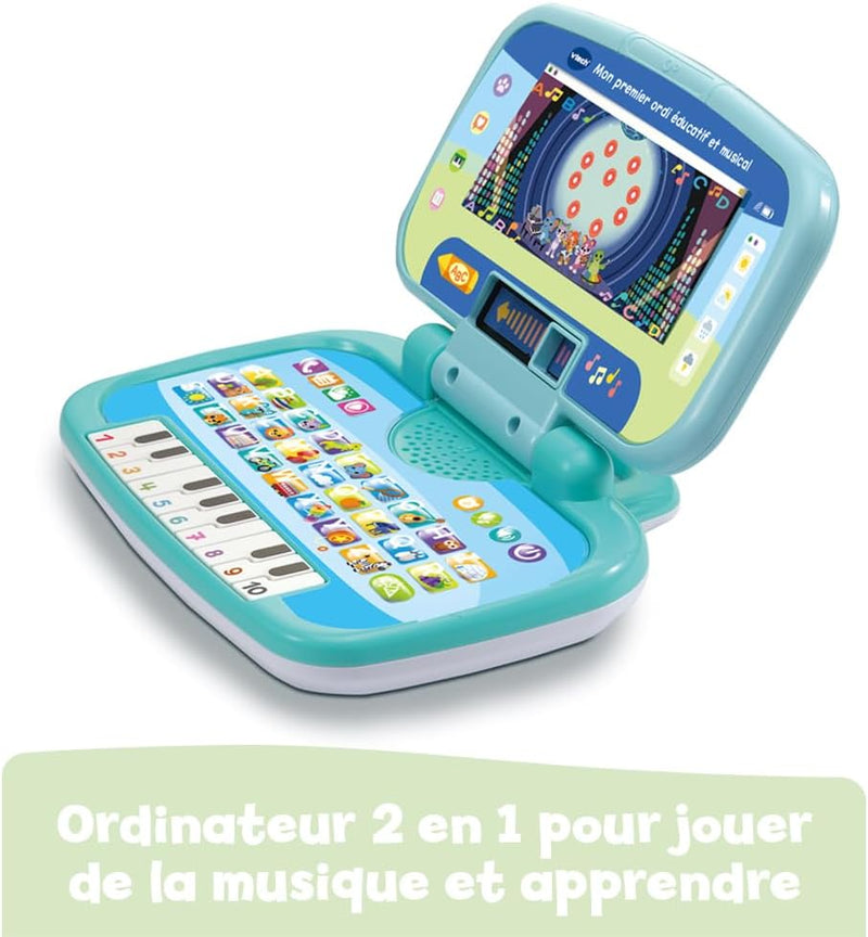 - Mon Premier Ordi Éducatif Et Musical, Ordinateur Portable Enfant Avec Écran Animé, Clavier ABC, Poignée De Transport Et 7 Jeux Éducatifs, Cadeau Enfant De 2 Ans À 5 Ans - Contenu En Français