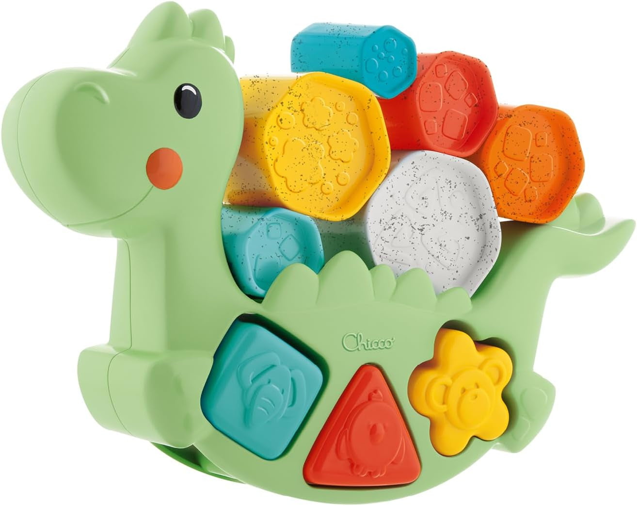 Lino Le Dino 2 En 1 ECO +, Jeu D'Équilibre Et De Tri, Dinosaure Avec 6 Cylindres, 3 Formes Et 3 Activités, Fabriqué En Italie À Partir De Plastique Recyclé, Jouet Éducatif De 1 À 4 Ans