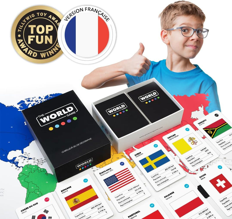 - Jeu De Géographie Avec Carte Du Monde - Jeu Société Éducatif Pour Enfant, Famille Et Adultes - Un Cadeau Parfait Pour Garçons Et Filles (French)