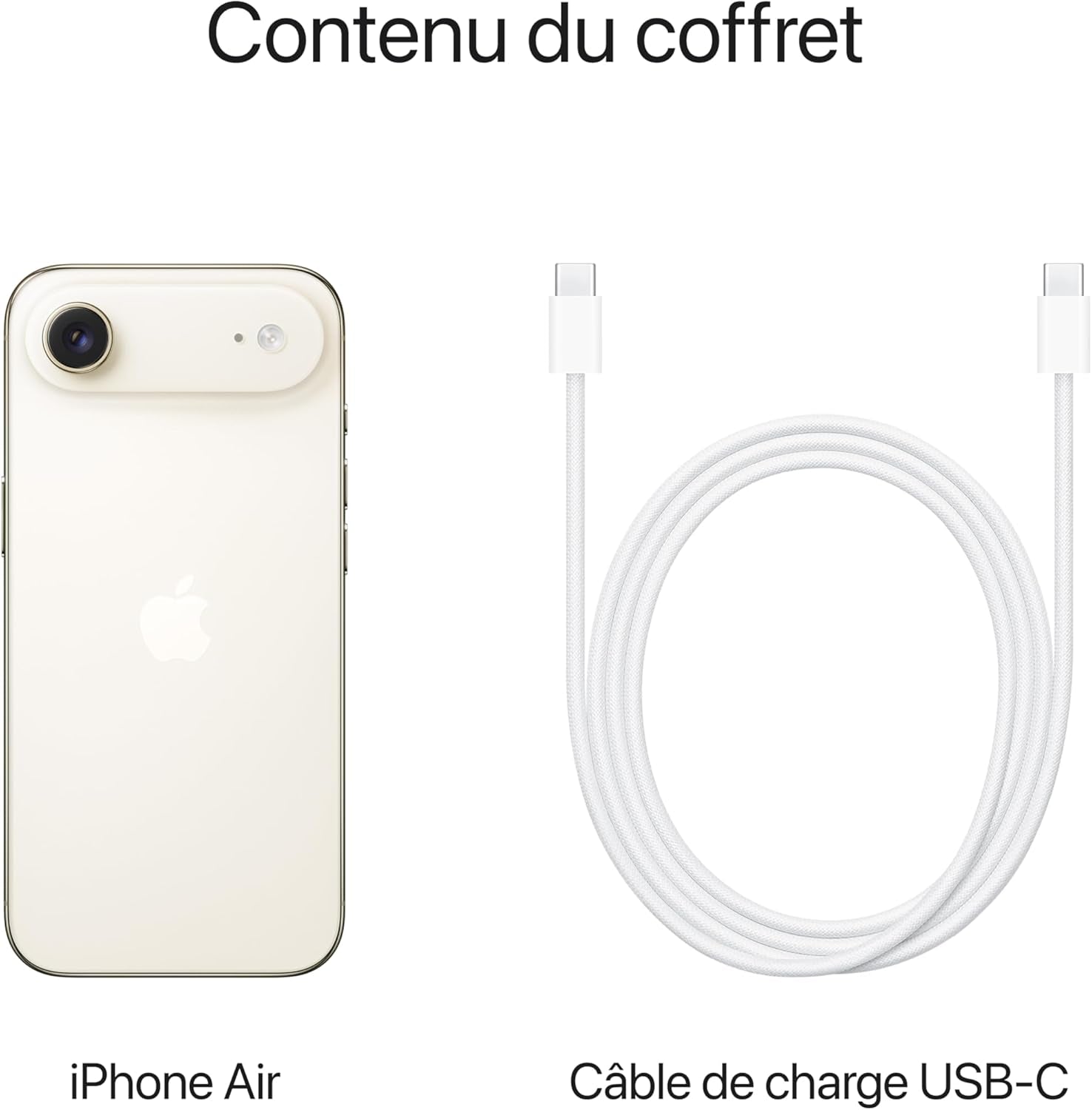 Iphone Air 512 Go : Le plus Fin Des Iphone, Écran 6,5 Pouces Jusqu’À 120 Hz, Puissante Puce A19 Pro, Caméra Avant Center Stage, Autonomie D’Une Journée, Esim ; or Clair