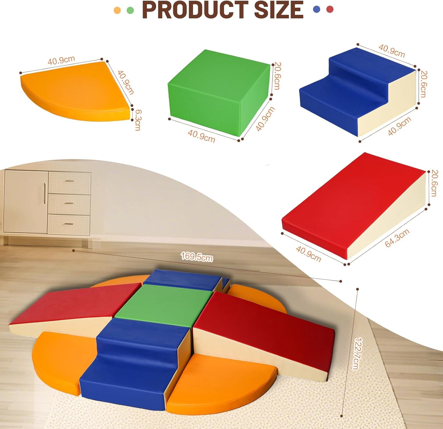 Parcours Motricité Bébé 9 Pièces: Module Motricité Enfant Cuir PU Blocs Mousse Éducatifs - Jouets Descalade Bébé Structure D'Escalade Antidérapante Ensemble D'Échelle Double