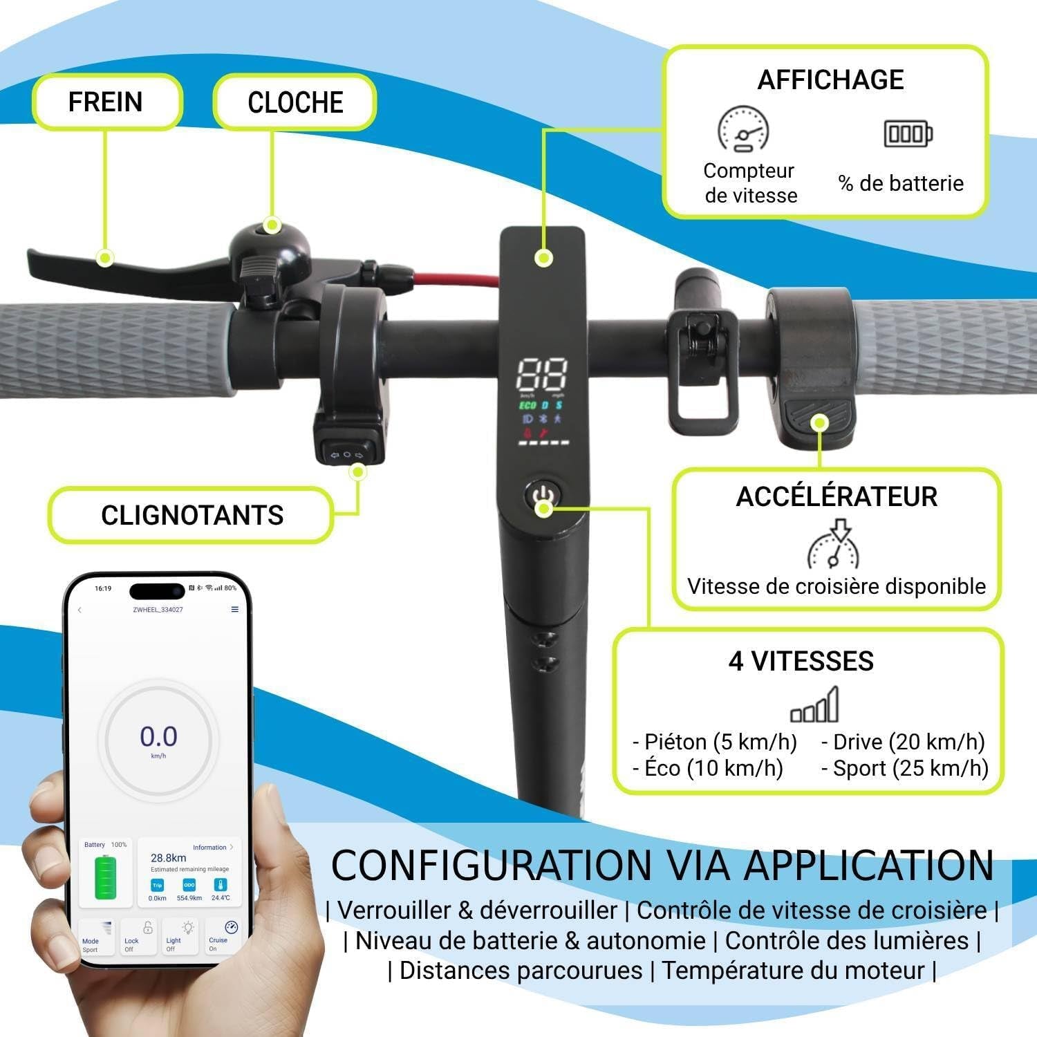 Trottinette Èlectrique Adulte - 300W-600W Max, Autonomie 20Km - Clignotants Et Régénération De Batterie Au Freinage – Roues 8.5
